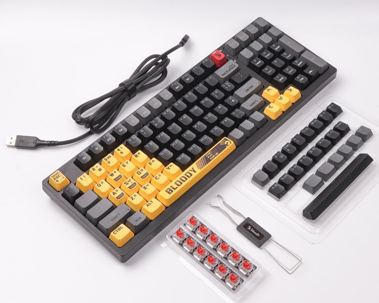 Механічна клавіатура A4Tech Bloody S98, червоні світчі, RGB підсвічування клавіш, USB, чорно-жовтий S98 Bloody (Sports Lime) 1605970 фото