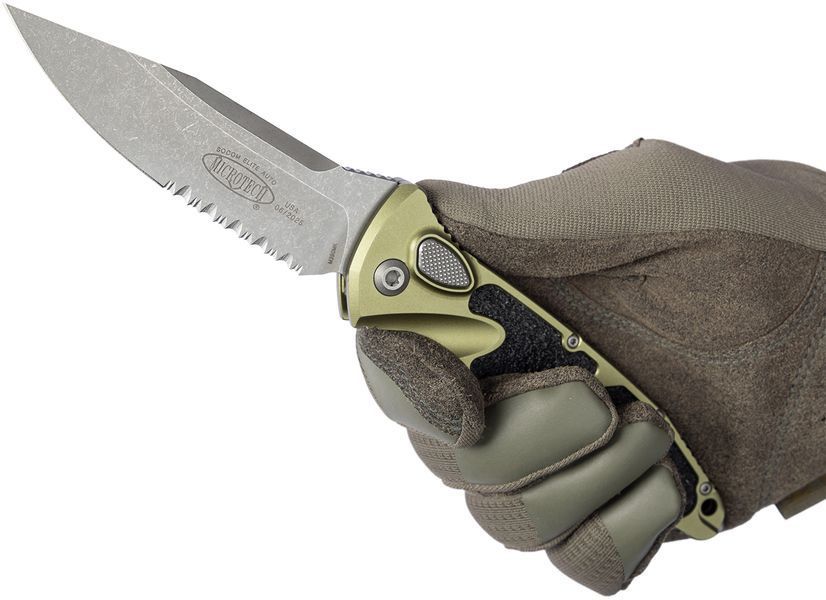 Нож Microtech Socom Elite Auto Drop Point PS Apocalyptic OD Green Полусеррейтор 160A-11APOD 14090781 фото
