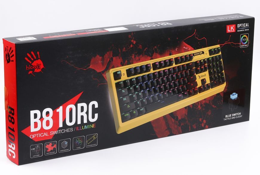 Механічна клавіатура A4Tech Bloody B810RC NetBee+ KT15, колір жовтий, USB B810RC Bloody (Punk Yellow) 1605218 фото