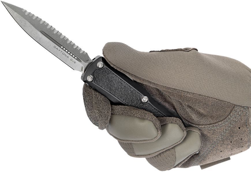Нож Microtech Daytona D/E Stonewash Signature Series Serrated Black 126-12S 14090720 фото