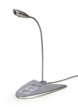 Микрофон настольный MIC-DU-01, USB-подключение, встроенная звуковая карта, серебристый цвет MIC-DU-01 1605025 фото