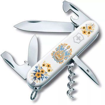 Швейцарський ніж Victorinox Spartan Ukraine 91 мм 12 функцій Українські мотиви Білий (1.3603.7_T1370u) V77552811 фото