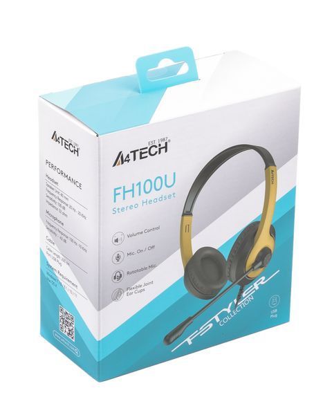 Гарнітура A4-Tech FH100U USB, колір чорний + золотий FH100U (Bumblebee) 1605793 фото