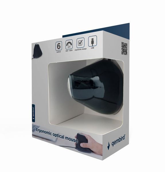 Оптическая эргономичная мышь MUS-ERGO-03, USB интерфейс, черный MUS-ERGO-03 1605540 фото