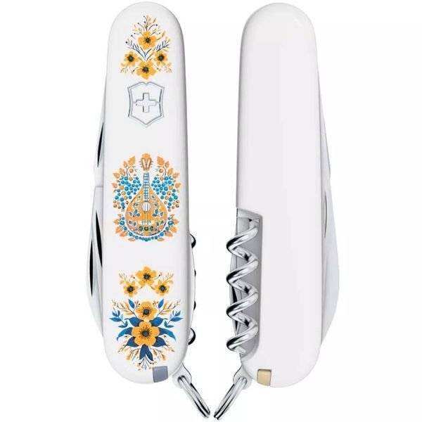 Швейцарський ніж Victorinox Spartan Ukraine 91 мм 12 функцій Українські мотиви Білий (1.3603.7_T1370u) V77552811 фото