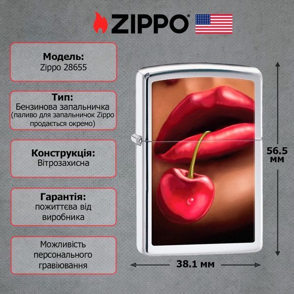 Зажигалка Zippo Lips & Cherries 28655 ZP77890001 фото