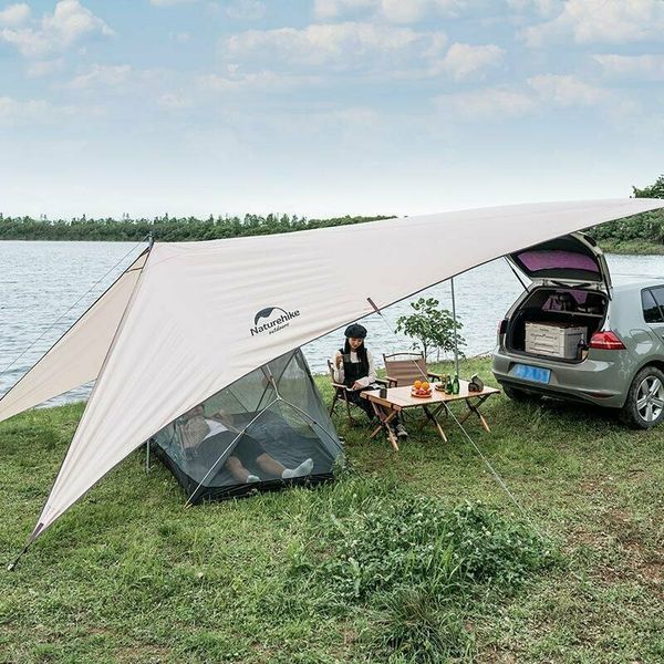 Тент для кемпінгу Naturehike Car Rear Canopy NH21TM001, 590*340 см, золотий (з трьома стійками) 83005 фото