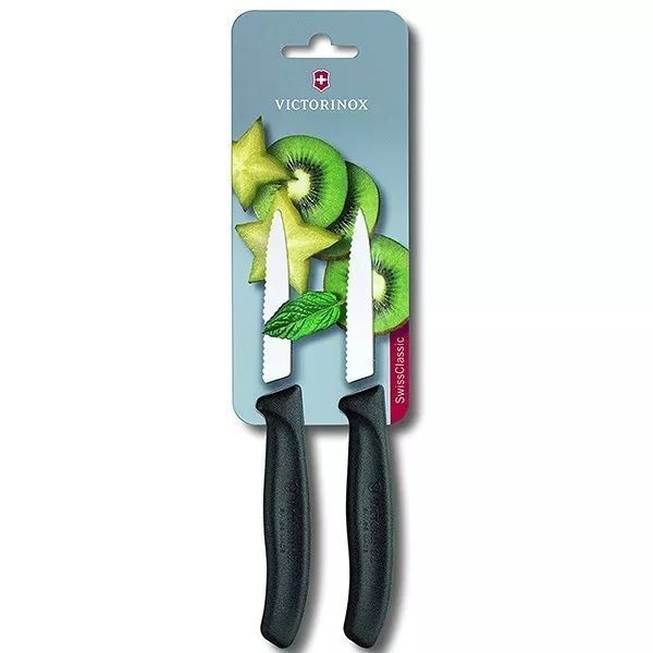 Набір кухонних овочевих ножів Victorinox Swiss Classic Paring 8 см 2 шт Чорні (6.7633.B) V77551912 фото