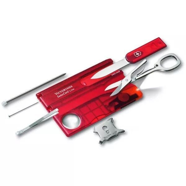 Мультитул Victorinox Swisscard Lite у вигляді банківської картки Червоний напівпрозорий (0.7300.TB1) V77551760 фото