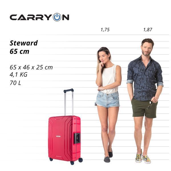 Чемодан CarryOn Steward (M) Red (502262) 930042 фото