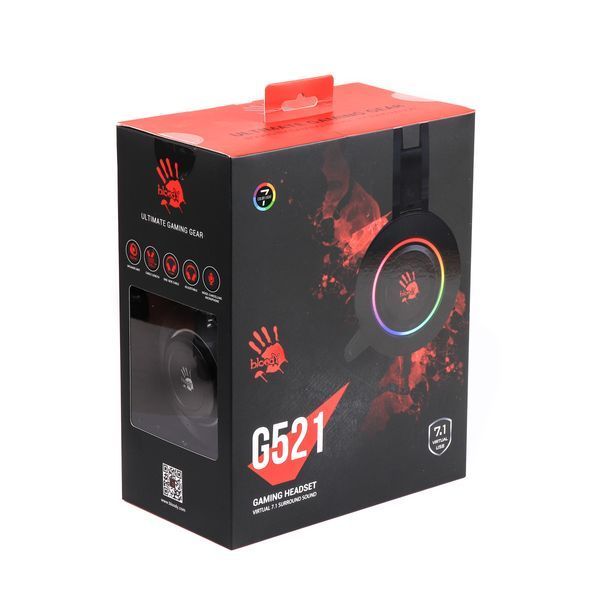 Гарнітура ігрова Bloody G521 з підсвічуванням, USB, колір чорний G521 Bloody (Black) 1604703 фото
