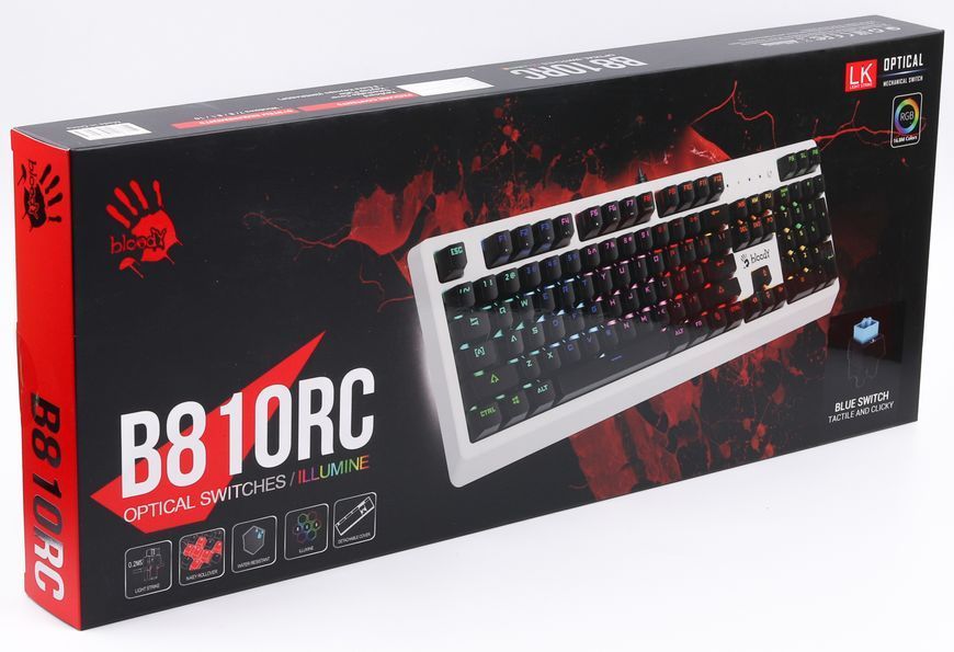 Механічна клавіатура A4Tech Bloody B810RC NetBee+ KT15, колір білий, USB B810RC Bloody (White) 1605219 фото