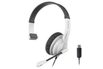 A4Tech HU-11 наушники с микрофоном и регулятором громкости, цвет черный+белый HU-11 (Black + White) 1605304 фото