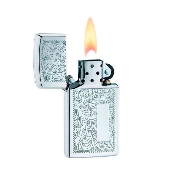 Запальничка Zippo 1652 SLIM VENETIAN CHROME High Polish Brass - вузька 77890042 фото