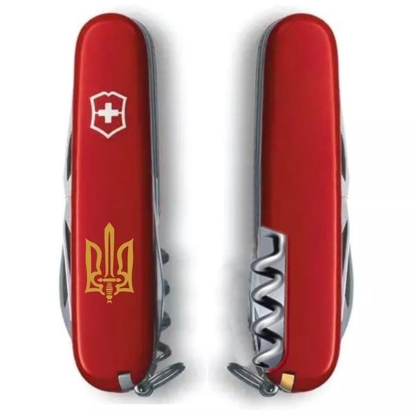 Швейцарський ніж Victorinox Spartan Ukraine 91 мм 12 функцій Тризуб ОУН (1.3603_T0305u) V77553024 фото