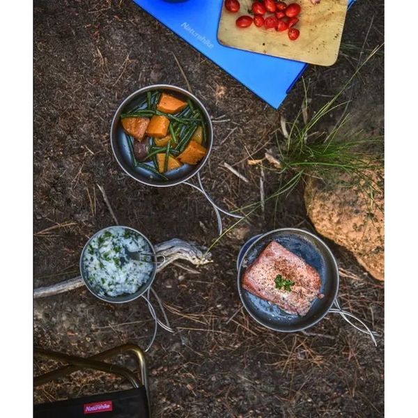 Каструля титанова зі складною ручкою 1300 мл Naturehike NH18T202-B 90729 фото
