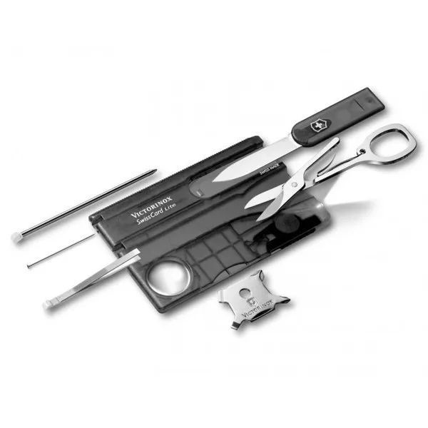 Мультитул Victorinox Swisscard Lite у вигляді банківської картки Чорний напівпрозорий (0.7333.T3B1) V77551761 фото