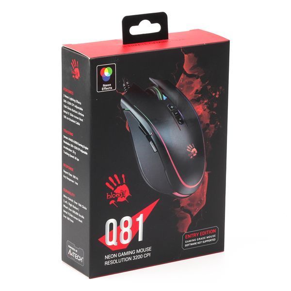 Миша ігрова A4-Tech Bloody Q81, чорна, з підсвічуванням Circuit, USB Q81 Circuit Bloody 0202883 фото