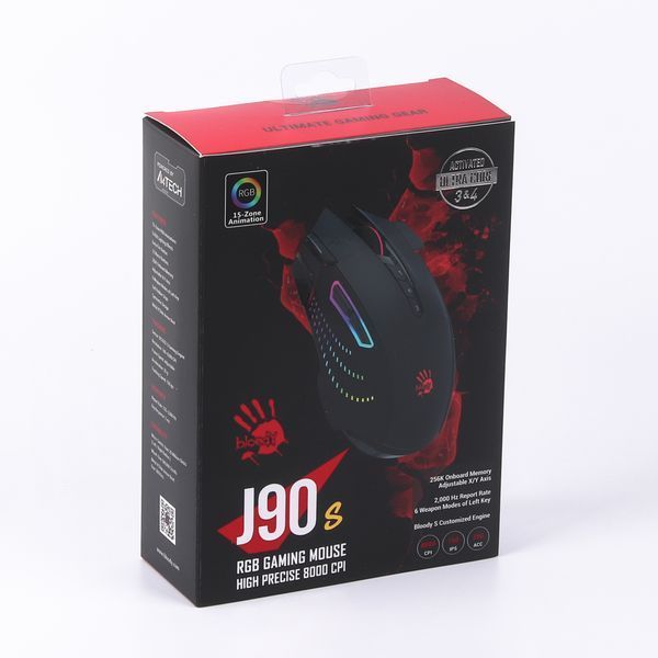 Миша ігрова A4Tech J90s Bloody, чорна, RGB підсвічування J90s Bloody (Black) 1604557 фото