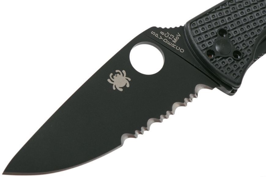 Ніж Spyderco Tenacious Black Blade Lightweight Напівсеррейтор C122PSBBK 871393 фото