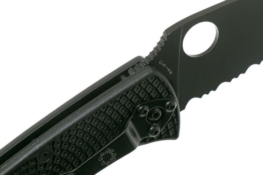 Ніж Spyderco Tenacious Black Blade Lightweight Напівсеррейтор C122PSBBK 871393 фото