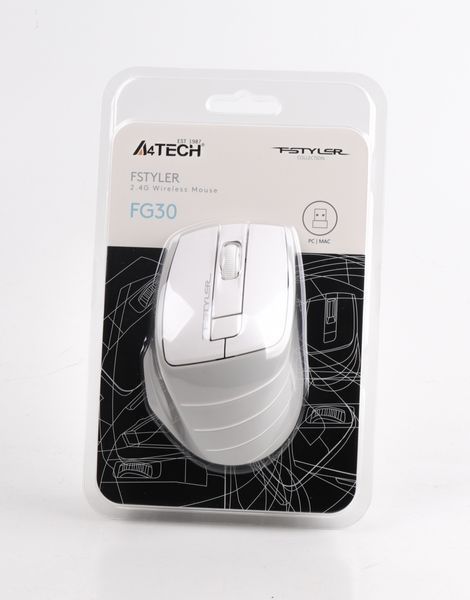 Мышь беспроводная A4Tech Fstyler FG30 (Grey+White), USB, цвет белый+серый FG30 (Grey+White) 1604212 фото
