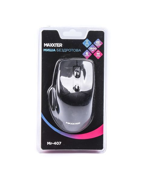 Миша бездротова Mr-407, 6 кнопок, оптична, 1600 DPI, USB, чорна Mr-407 1604948 фото