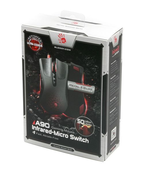 Миша ігрова A4-Tech Bloody A90,активоване ПЗ Bloody6, металеві ніжки, чорна A90A Bloody (Black) 0202884 фото