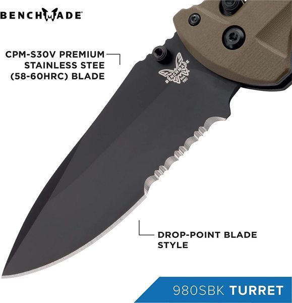 Ніж Benchmade Turret Olive 980SBK Напівсеррейтор 4008668 фото