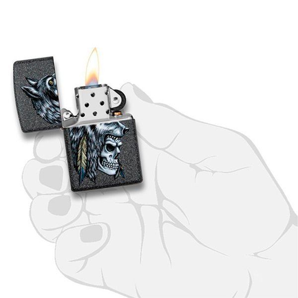 Запальничка Zippo 211 Wolf Skull Feather Design 29863 V77553886 фото
