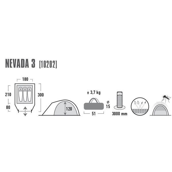 Палатка трехместная High Peak Nevada 3 Dark Grey/Red (10202) 925389 фото