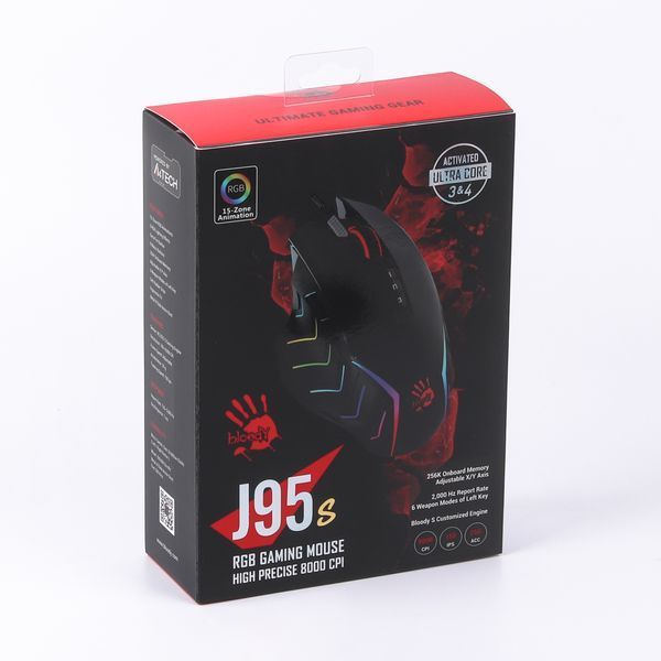 Миша ігрова A4Tech J95s Bloody, чорна, RGB підсвічування J95s Bloody (Black) 1604558 фото
