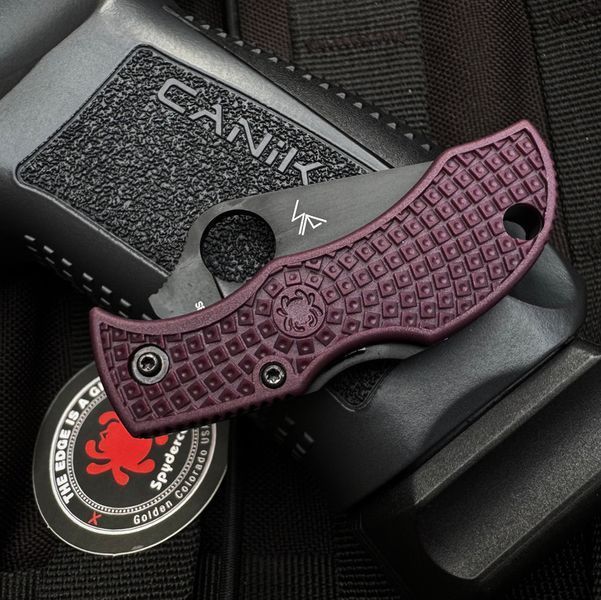 Нож Spyderco Manbug Black Blade Micro-Melt PD1 FRN Burgundy MBBGBKP 871723 фото