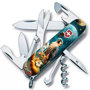 Швейцарський ніж Victorinox Climber Ukraine 91 мм 15 функцій Сокіл-захисник (1.3703.3_T3210pw) V77552765 фото