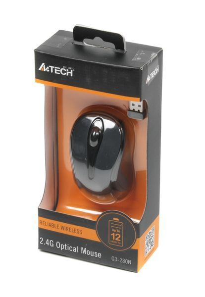 Мышь A4-G3-280N USB V-Track, беспроводная, 1000dpi, черная G3-280N (Glossy grey) 0202886 фото
