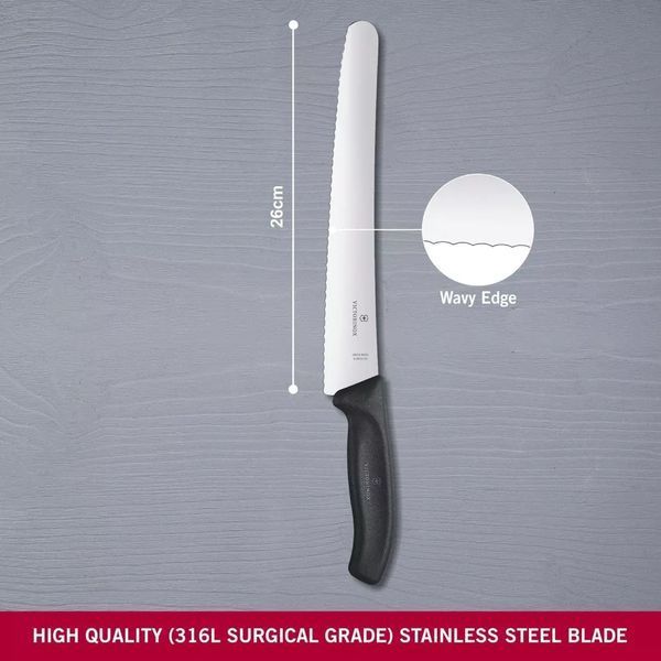 Ніж кухоний кондитерський хлібний Victorinox Swiss Classic Bread&Pastry Серрейторне, Чорний 6.8633.26B V77554456 фото