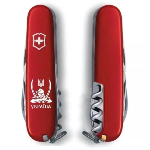 Швейцарський ніж Victorinox Spartan Ukraine 91 мм 12 функцій Козак із шаблями (1.3603_T1110u) V77553013 фото