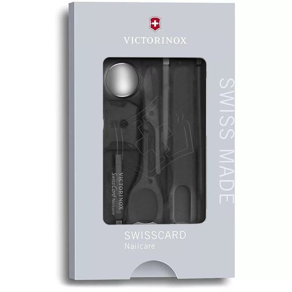 Мультитул Швейцарська карта Victorinox SwissCard Nailcare Чорний напівпрозорий (0.7240.T3) V77551779 фото
