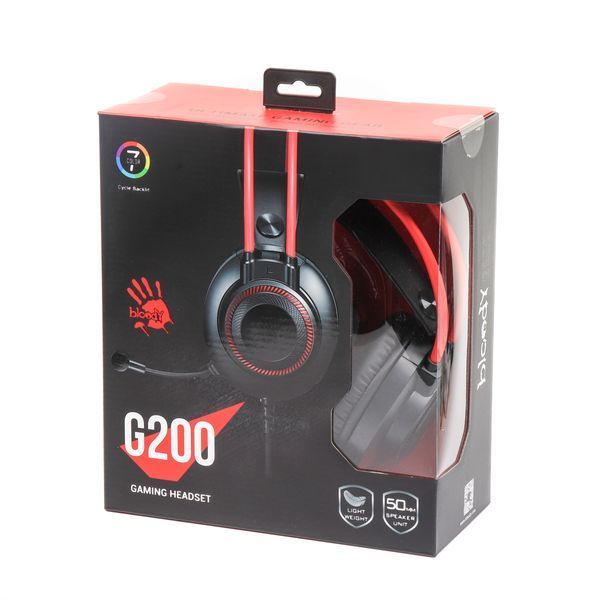 Навушники ігрові Bloody G200 з мікрофоном, чорні G200 Bloody (Black+Red) 1604860 фото