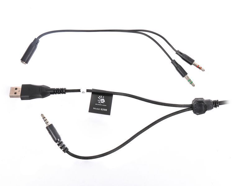 Навушники ігрові Bloody G200 з мікрофоном, чорні G200 Bloody (Black+Red) 1604860 фото