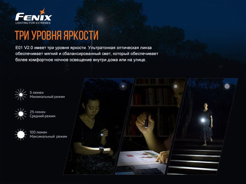Фонарь ручной Fenix ​​E01 V2.0 Голубой 75542 фото