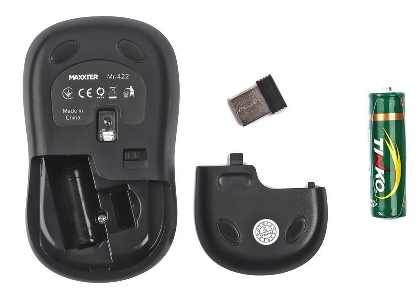 Мышь беспроводная Mr-422, 3 кнопки, оптическая, 1600 DPI, USB, черная Mr-422 1604949 фото