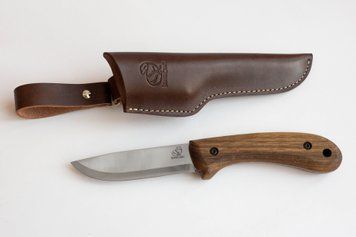 Ніж Beaver Craft Bushcraft із вуглецевої сталі з Горіховою ручкою зі шкіряною оболонкою BSH 2 4009235 фото