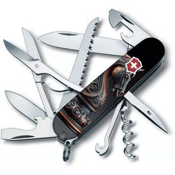 Швейцарський ніж Victorinox Huntsman Zodiac Шаховий кінь Чорний Білий глянцевий 1.3713.3_Z5310pk V77554192 фото