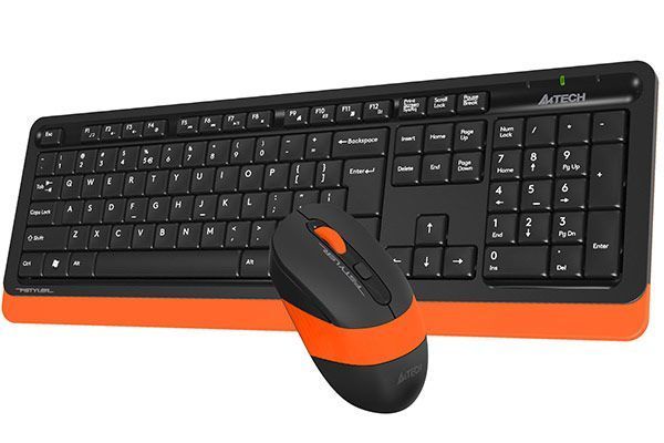 A4Tech Fstyler FG1010, комплект беспроводной клавиатуры с мышью, черный+оранжевый цвет FG1010 (Orange) 1604215 фото