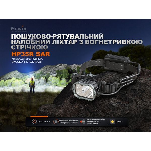 Ліхтар налобний Fenix HP35R SAR з вогнетривкою пов'язкою HP35RSAR 999994246 фото