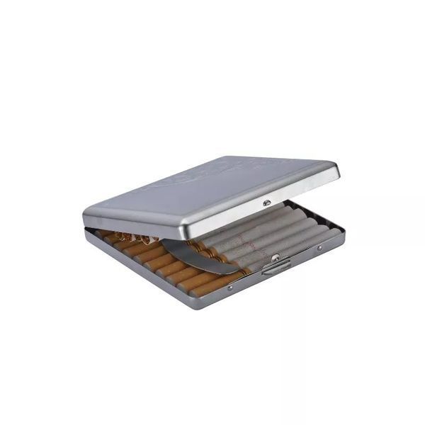 Портсигар металлический на 20 сигарет Champ Cigarette Case, скоба, Серебристый (40590023) V77552503 фото