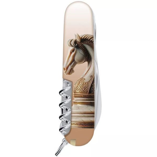 Швейцарский нож Victorinox Huntsman Zodiac Шахматная лошадь Черный белый глянцевый 1.3713.3_Z5310pk V77554192 фото