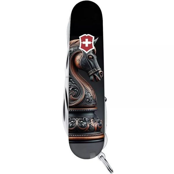 Швейцарский нож Victorinox Huntsman Zodiac Шахматная лошадь Черный белый глянцевый 1.3713.3_Z5310pk V77554192 фото