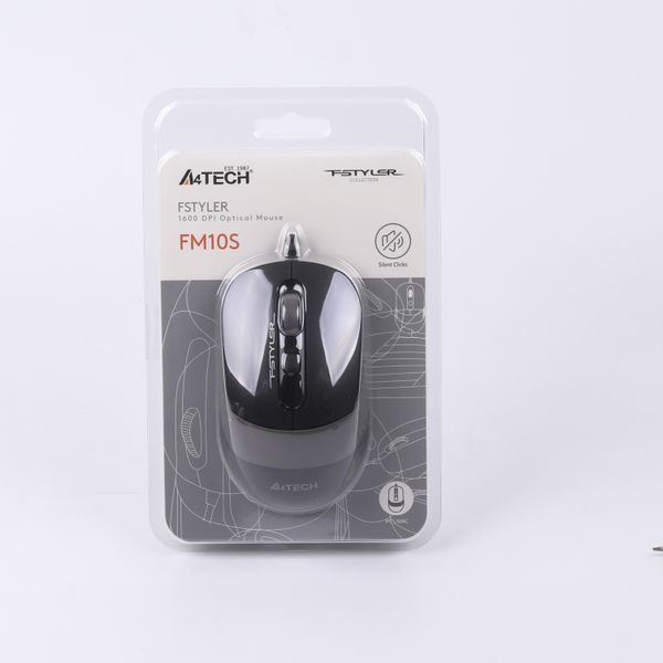 Миша A4Tech Fstyler FM10S (Grey), безшумна, USB, колір чорний+сірий FM10S (Grey) 1604560 фото